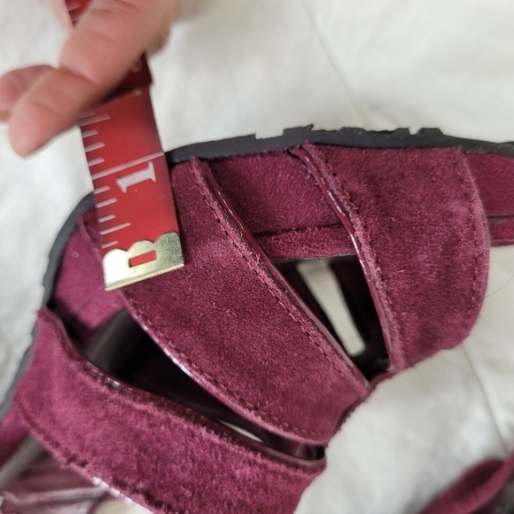 Gianni Bini burgundy suede strappy platform sandals cone heels boho festival 9.5 - Picture 6 of 9